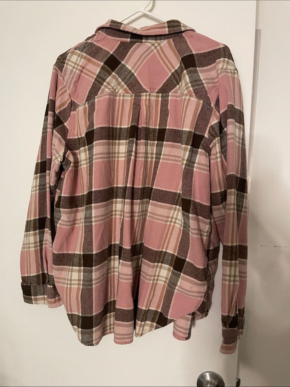 Plaid Button-Down Shirt in Pink and Brown - Relaxed Fit - Picture 2 of 3